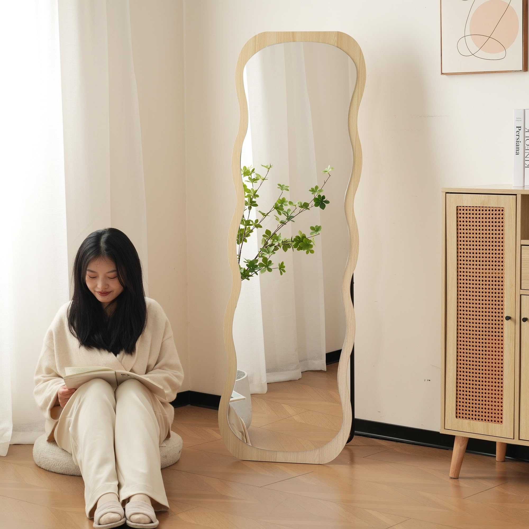 全身鏡 波形状 姿見鏡 北欧 木目調 スタンドミラー 壁掛け 飛散防止 Amazon.co.jp: Jujwooo 全身鏡 波形状 姿見鏡 北欧 木目調